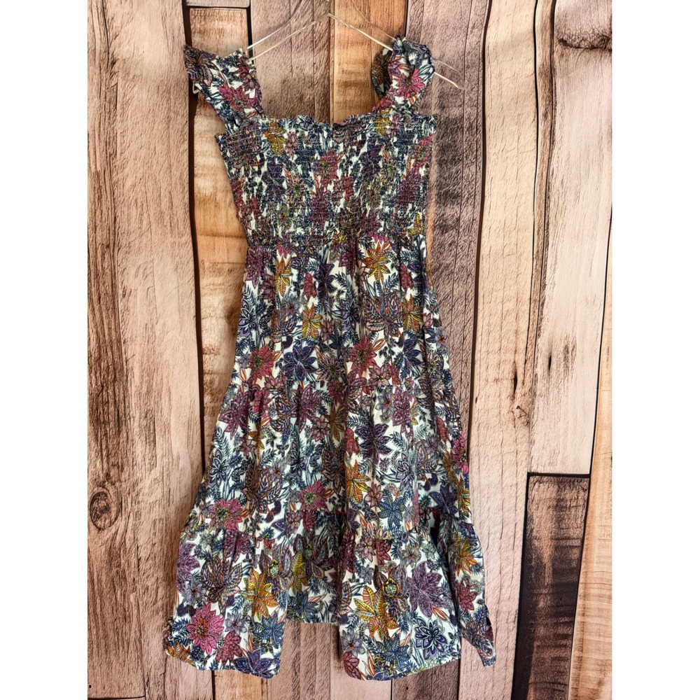Jude Connally Smocked Floral Dress Sleeveless Tiered‎ Sundress Summer Size Small